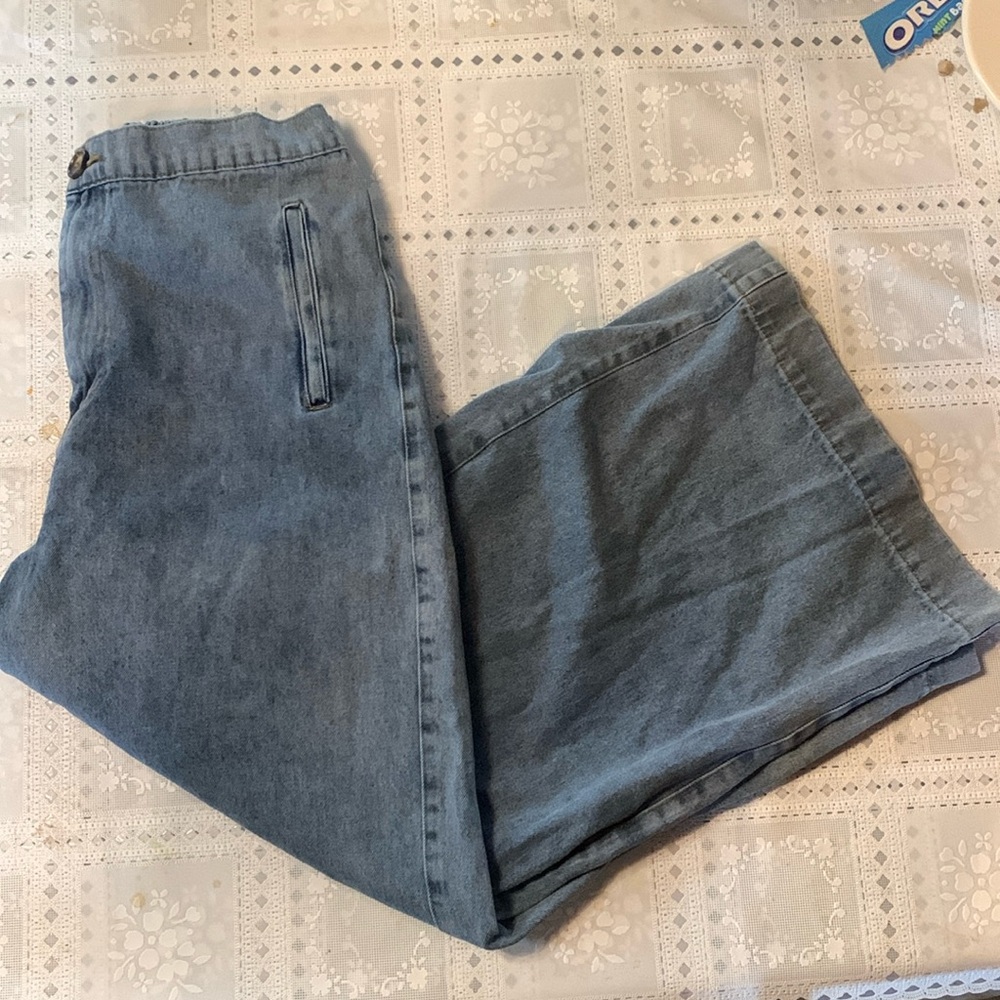 Women’s WIDE legged light blue jeans. Used twice.